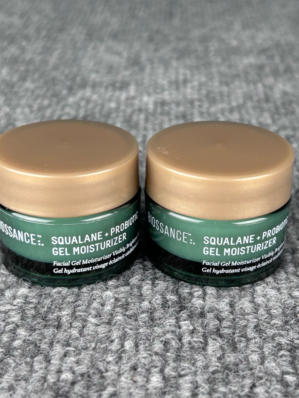 TWO Biossance Squalane & Probiotic Facial Gel Moisturizer Travel sz 15ml each